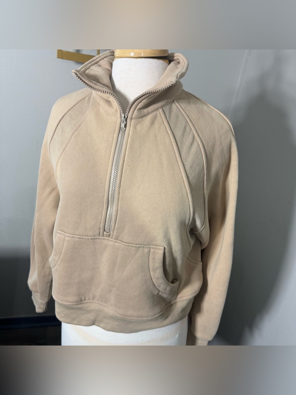 Women’s AEMI+CO Half-Zip Pullover Sweater - Beige Small